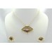 925 Sterling Silver gold rhodium White Enamel Pendant Earring set Bead chain